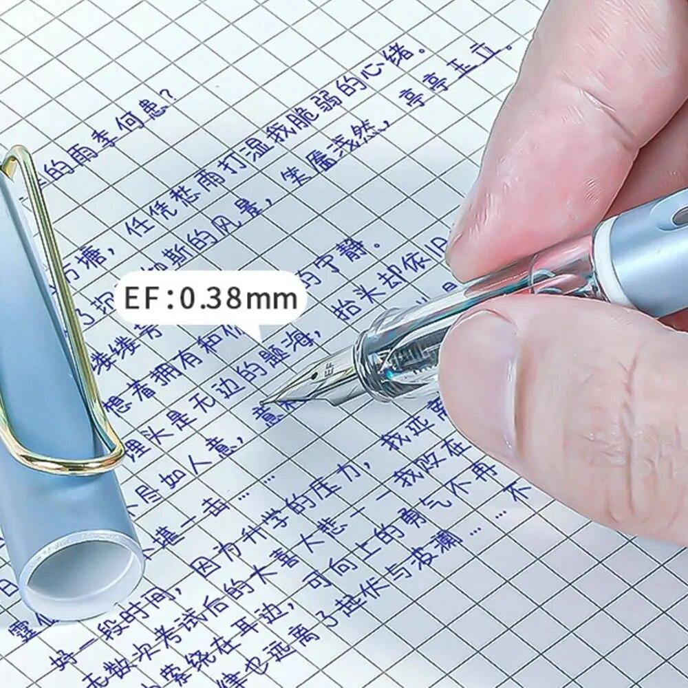 Zasněné přechodové pero 0,38 mm modré inkoustové plnicí pero Vyměnitelné inkoustové gelové pero Dárkové studentské kreativní psací potřeby Školní kancelářské potřeby