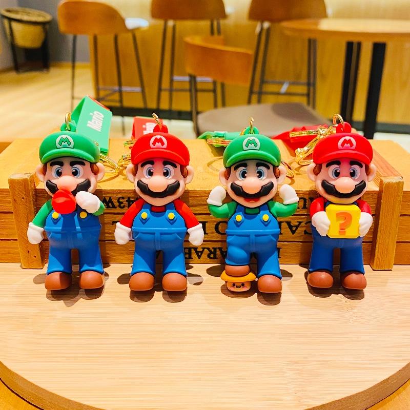 Cute Cartoon Super Mario Keychain Creative Pvc Car Pendant Wholesale Gift