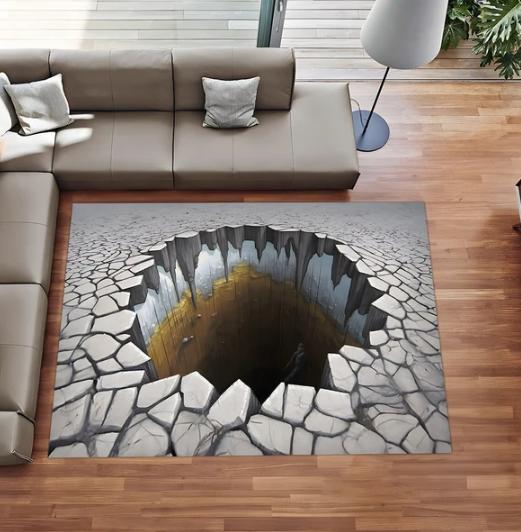 3D Broken Wall Bricks Carpets Brick Pattern Rug 3D Rug Cool Rugs for Kids Room Kids Carpet Boys Room Carpet Home Decoration