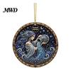 Durable Acrylic Decor 2D Flat Pearl Painting Ornament, Double Sided Zodiac Theme Hanging Gem Valentine Day Gift Art Craft, Rhinestone Beads
