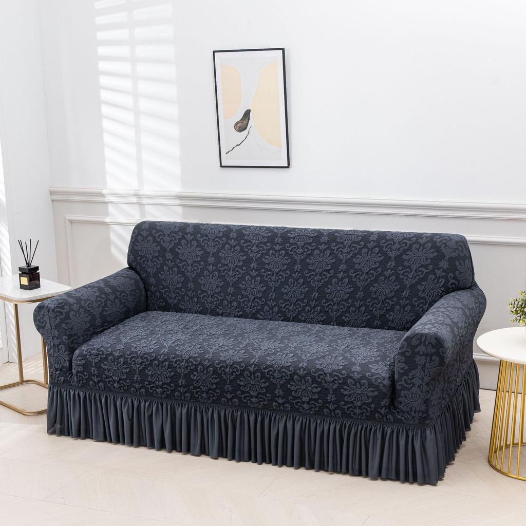 1pc Jacquard Sofa Slipcover Solid Color European Relief Embossed Sofa Couch Cover Furniture Protector for Living Room Home Decor