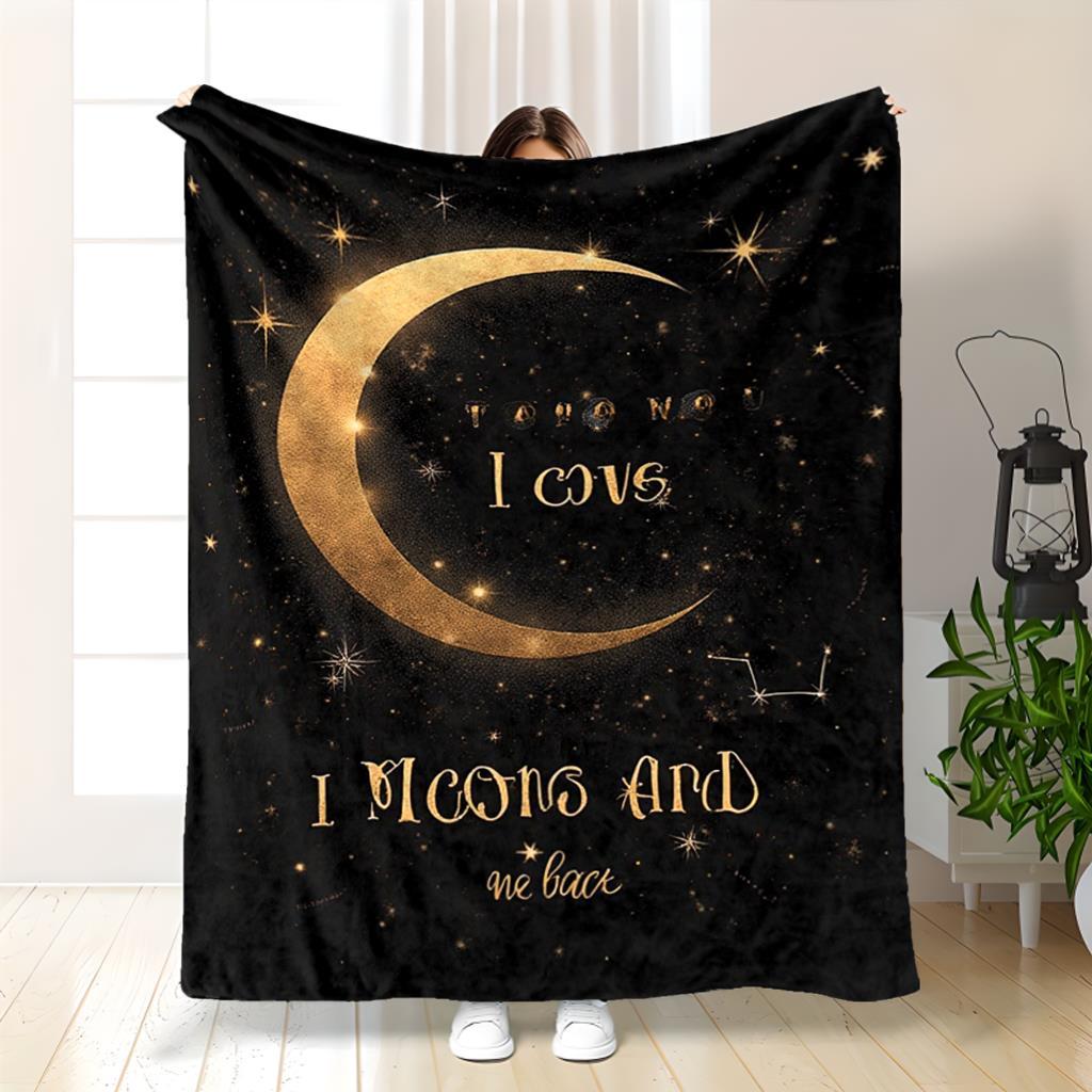 

Lunar Luxe Flannel Blanket - Ultra-Soft Moon Print Decor Throw 70x100cm