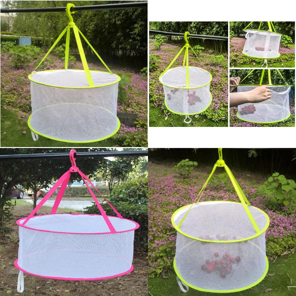 Foldable Clothes Drying Mesh Basket With Large Diameter For Home Laundry And Delicate Items