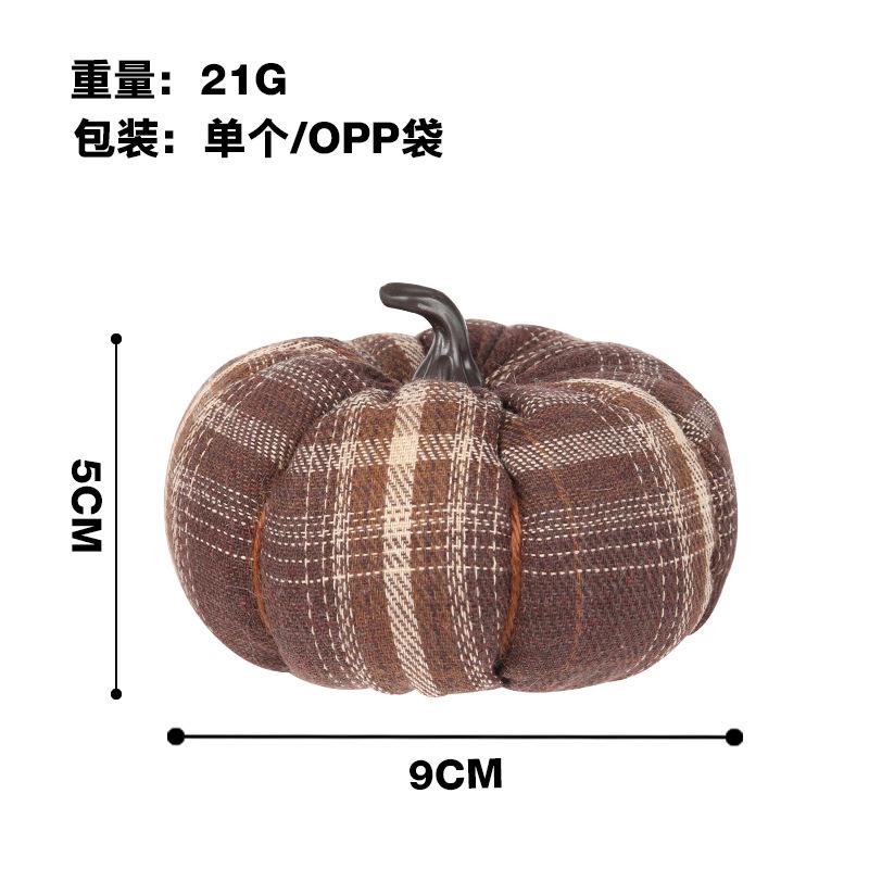 Halloween Decorations Plaid Fabric Pumpkin Ornaments Fall Harvest Thanksgiving Farmhouse Table Decor Set of 3