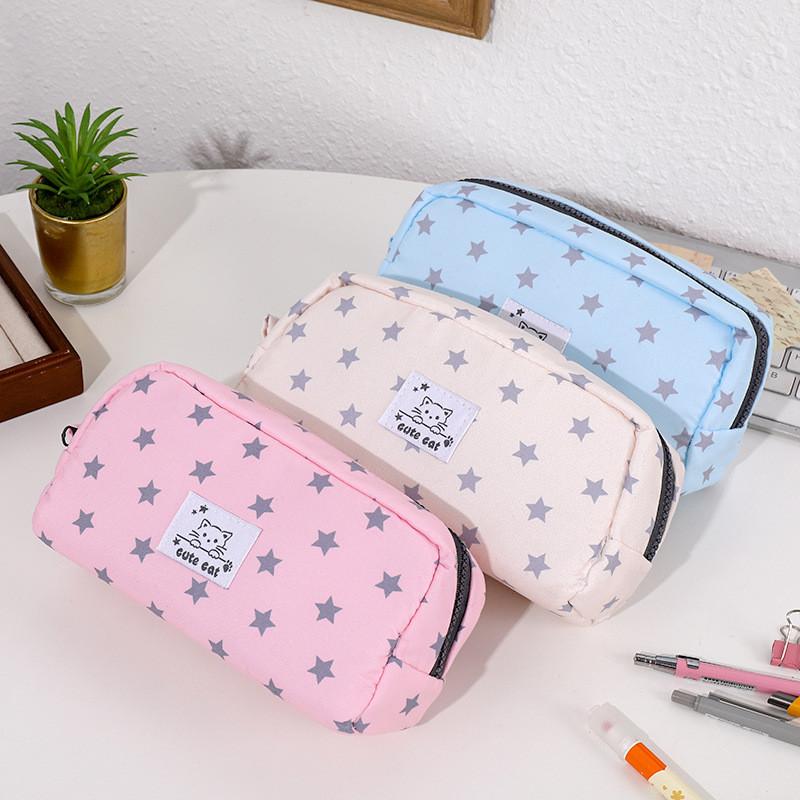 Style Star Cat Pencil Case With Large Capacity For Students And Office Use