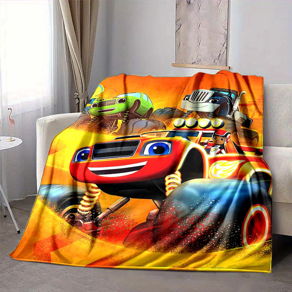 1Pc Monster Truck Adventure Blanket Soft And Comfortable Casual Warm Camping Travel Christmas Halloween Xmas Gift M924579
