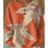 Women's Crew Neck Three‑Button Placket Color‑Block Striped Waffle Knit Loose Long Sleeve Top