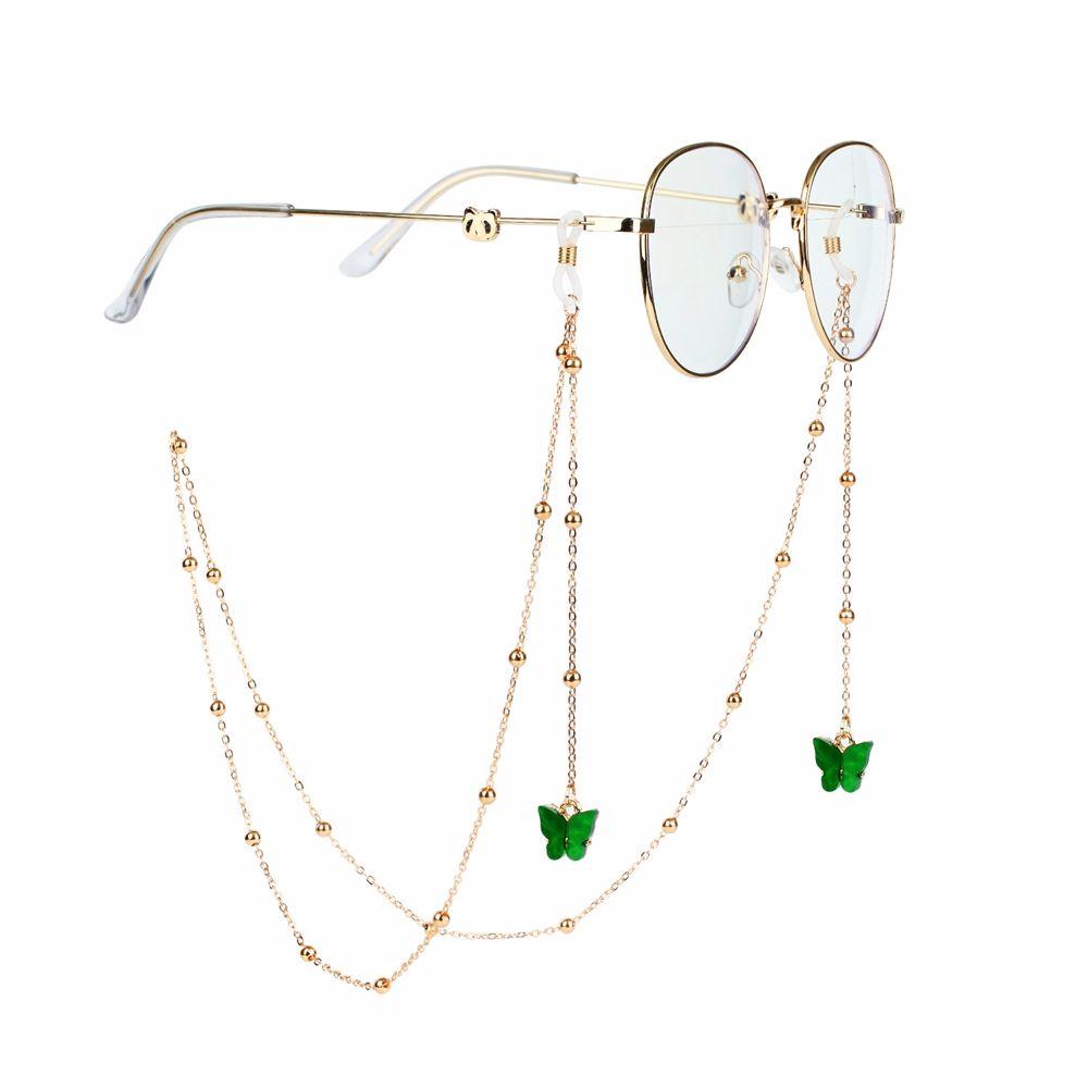 Non-slip Bead Eyewear Anti-lost Butterfly Metal Glasses Chains Neck Strap Mask Hanging Rope