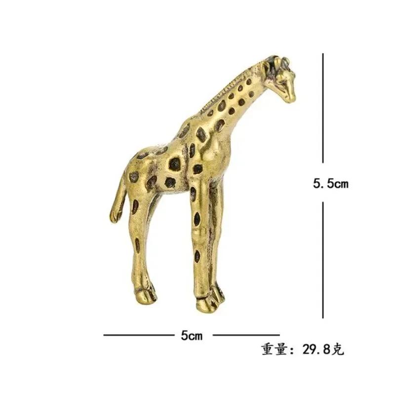 Creative Animal Solid Brass Giraffe Small Statue Desktop Ornament Figurines Miniatures Decorations Crafts Home Decor Accessories