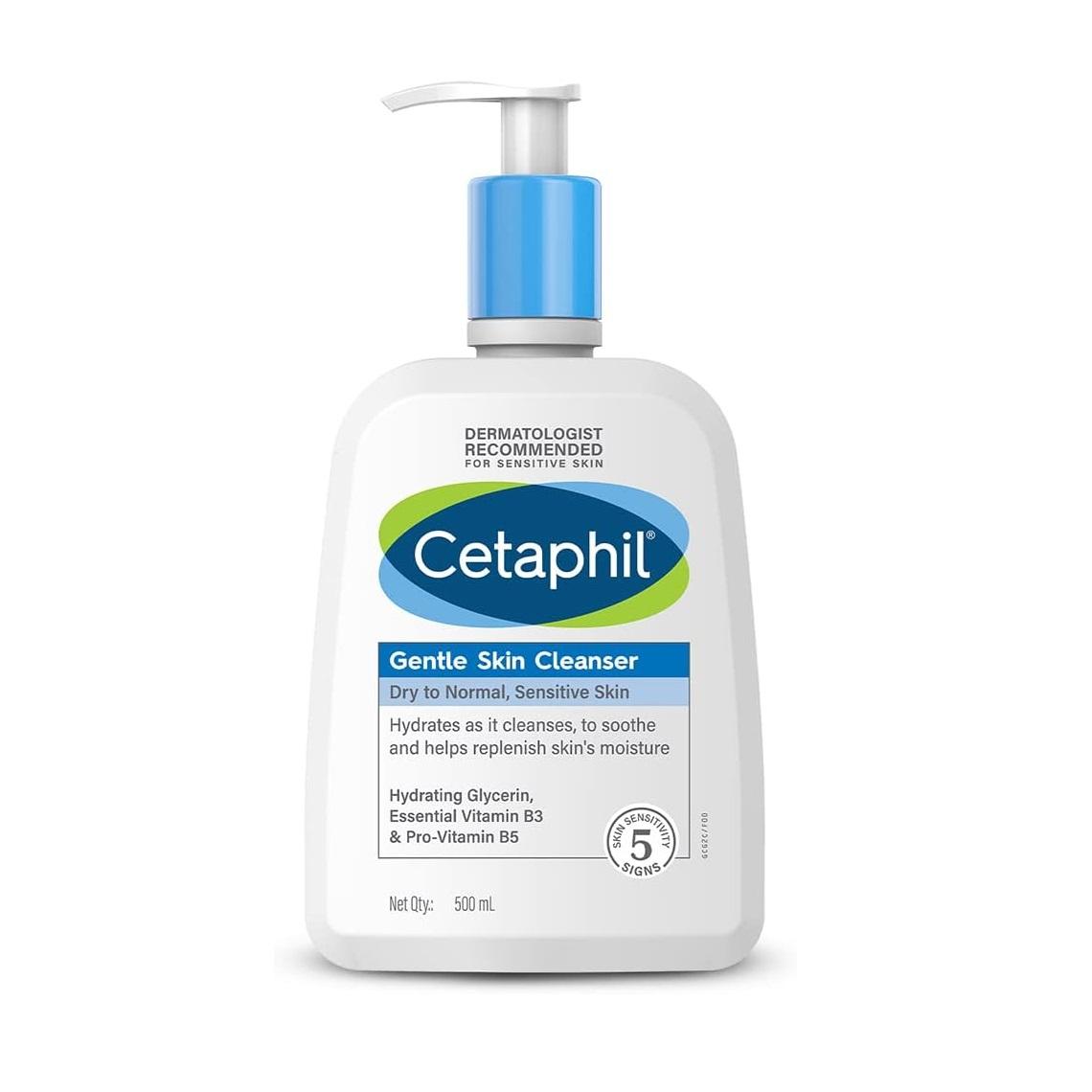Cetaphil Gentle Skin Cleanser for Dry, Normal Sensitive Skin - 500 ml| Hydrating Face Wash with Niacinamide, Vitamin B5