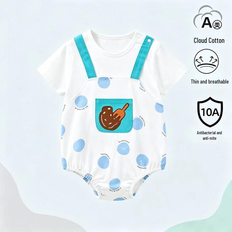Summer Cotton Baby Romper - Short Sleeve One-Piece for Boys & Girls