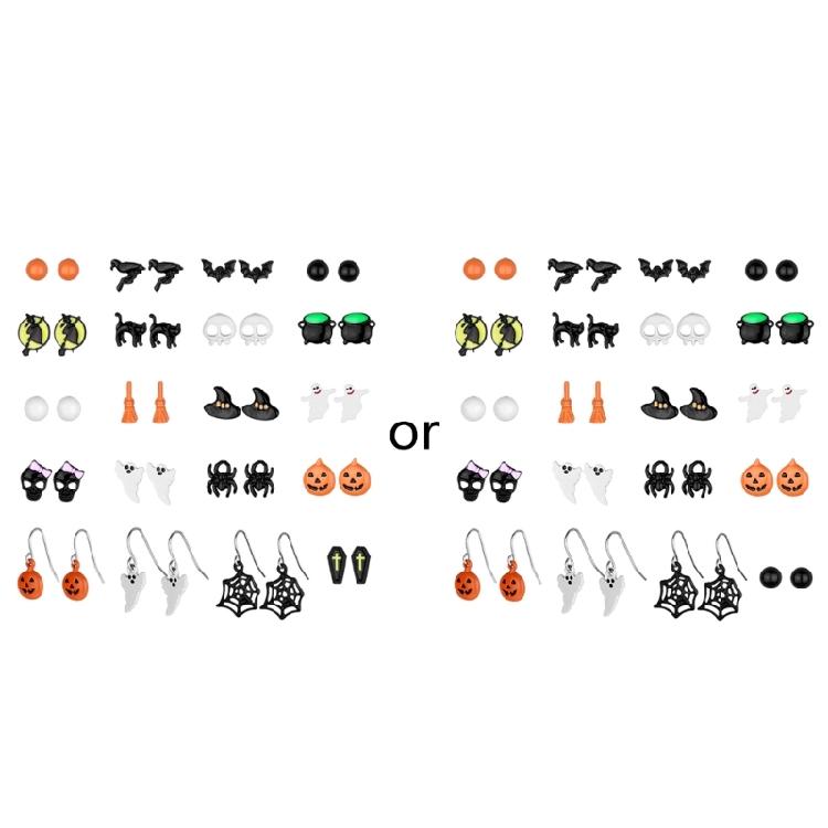 Хэллоуин 20 пар Карточный Валет Тыква Гвоздики Серьги Темный Череп для Серьги в Ухо 1