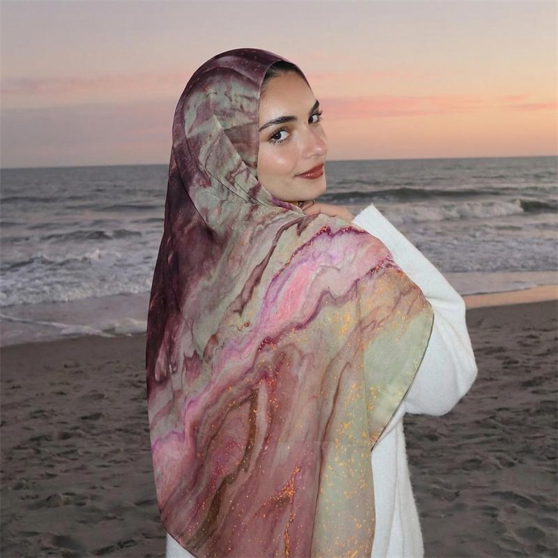 2026 Design Printed Hijabs Premium Watercolor Women Headscarf Soft Scarf Shawl Suitable For Daily Abaya Accessories Women Veil