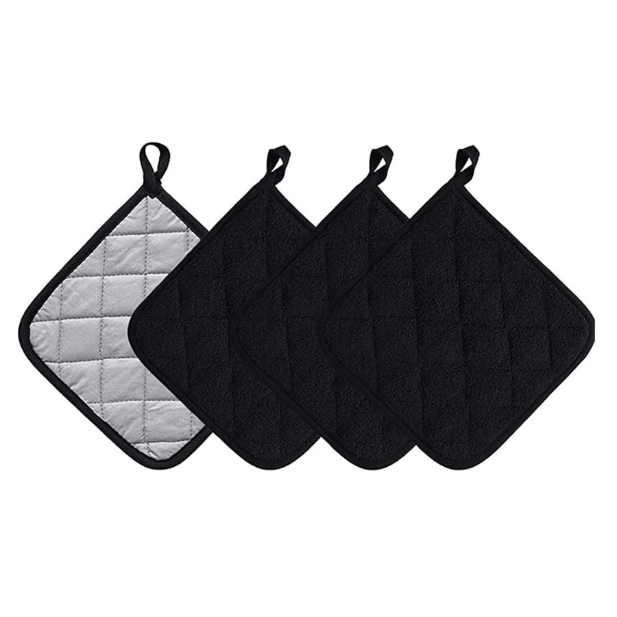 

Набор кухонных прихваток Термостойкие прихватки из чистого хлопка Набор подставок Триветы Большие подставки Горячие подкладки 4 шт. 17x17 см Махровые прихватки 17x17cm