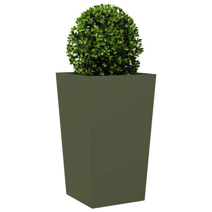 VidaXL Planter Olive Green 45x45x75 Cm Steel, Outdoor Planter, Flower Box, Garden Box, Planter of 851100