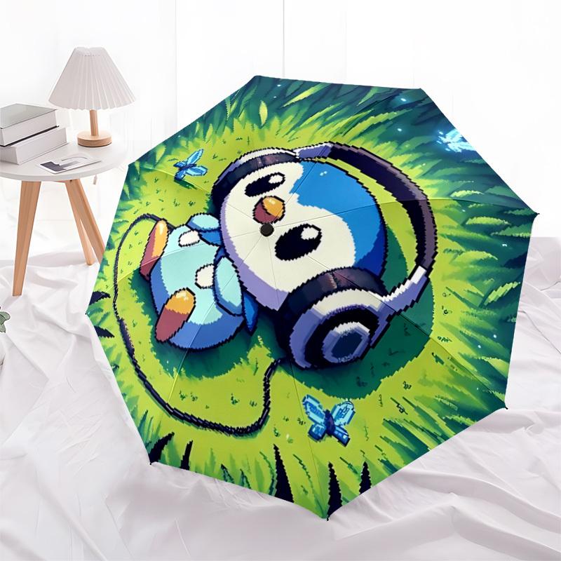 1pc Penguin Automatic Open/Close Umbrella - Compact Travel Umbrella with 8-Rib Durable Frame, Portable for Commuting, yy251023027