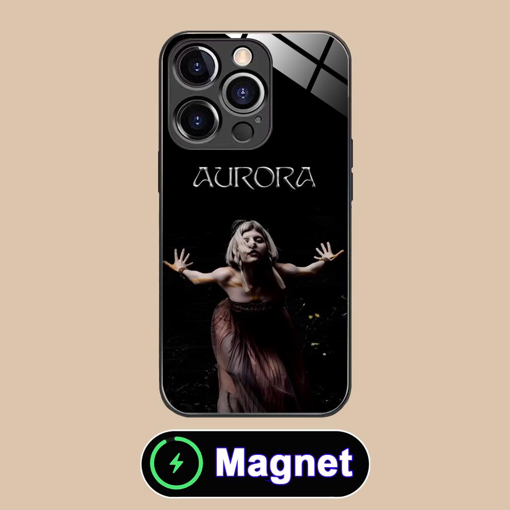 Aurora Aksnes Glass MagSafe Mobile Phone Case for iPhone 17 16 15 14 13 12 11 Air Pro Max Plus Mini Colorful Cover