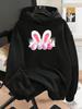 [Plus Size]1pc Fashion Women'S Autumn And Winter Warm Hooded Sweatshirt Elegant And Beautiful Y2K Style Easter Egg with Rabbit Ear