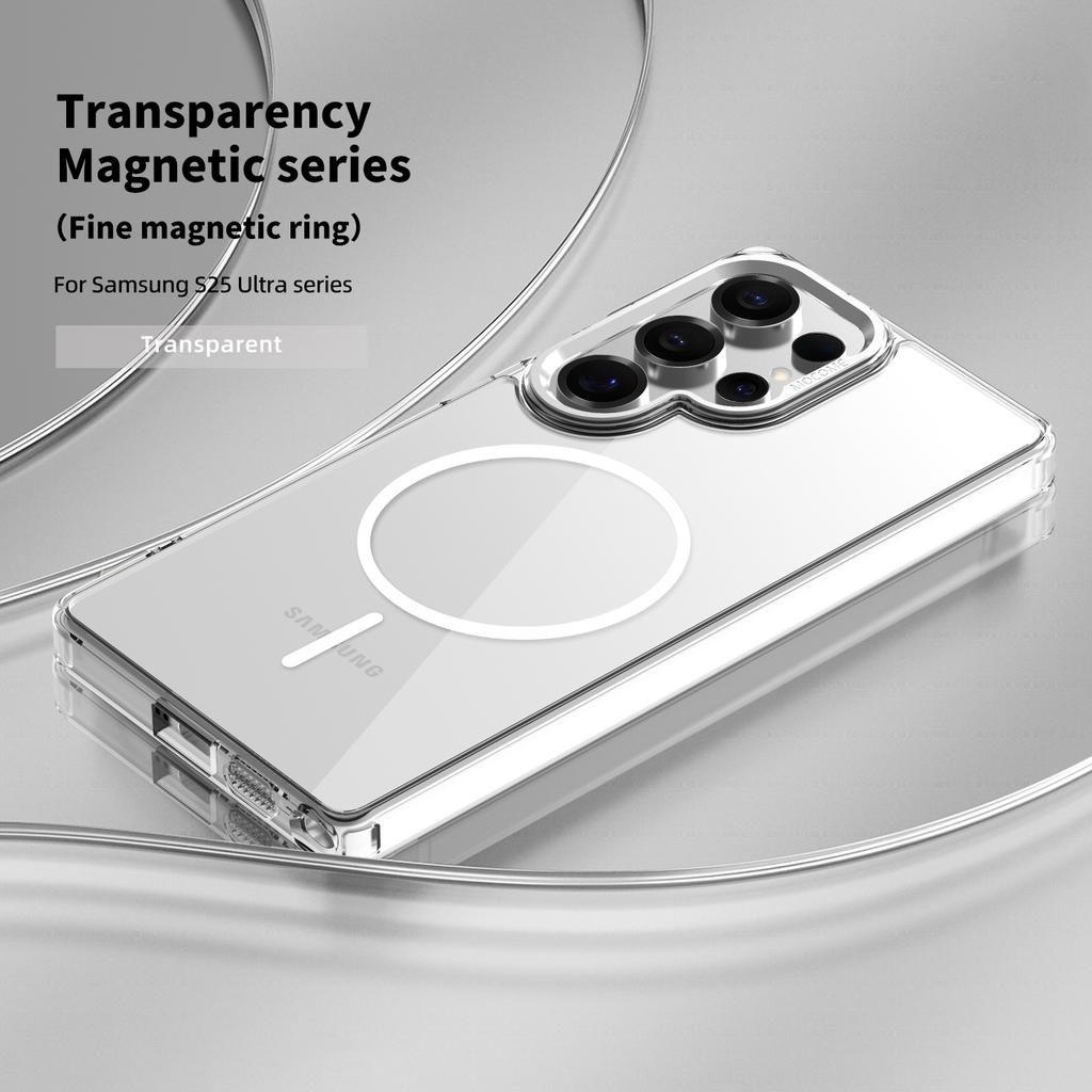 QGeeM For Samsung S24/S25 Plus Ultra phone case magnetic transparent anti drop Samsung S23FE/S24FE A15 A16 A17 A26 protective case for men and wome