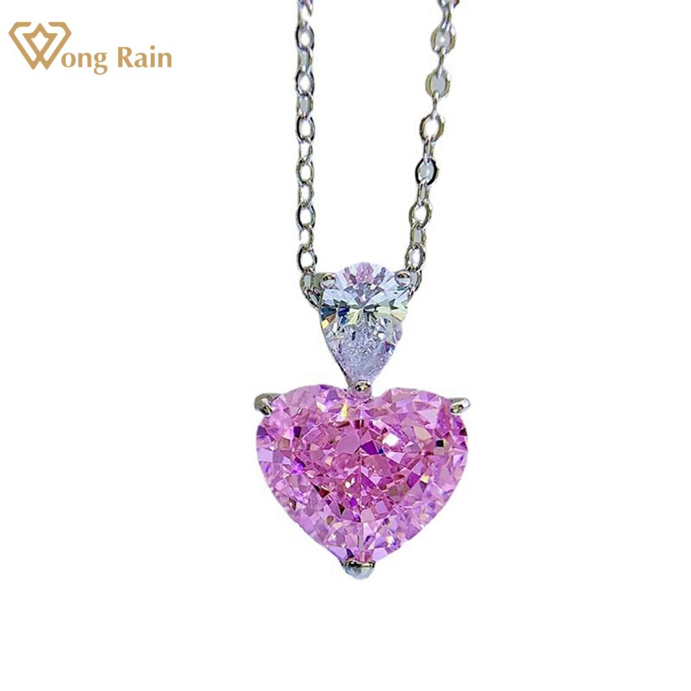 

Wong Rain, 100% серебро 925 пробы, огранка в виде сердца, 10*10 мм, цирконы AAAAA, драгоценный камень, романтический милый кулон, ожерелье, ювелирные изделия, подарки жёлтый