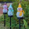 Outdoor Seasonal Figurine Light Solar Snowman Pathway Lights Waterproof Ground Stake with LED Holiday Yard Light Decorative Garden for Lawn
