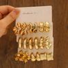 Trendy Geometric Resin Earrings Set: Flower, Heart, Water Drop & Cuff Designs