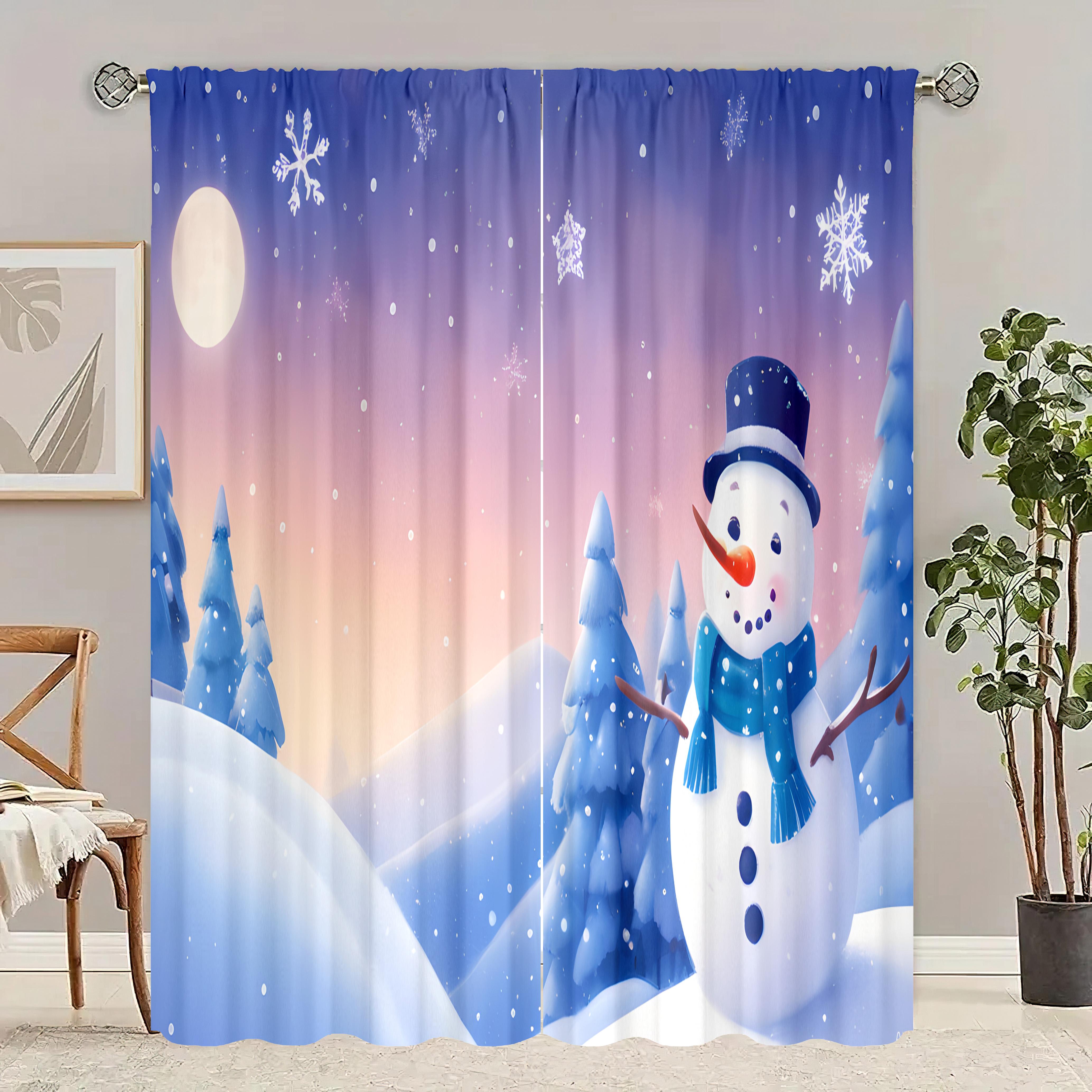 

2 pieces - Christmas - printed curtain - Polyester material - suitable for bedroom, living room, study private curtain 30inchx65inchx2Pcs
