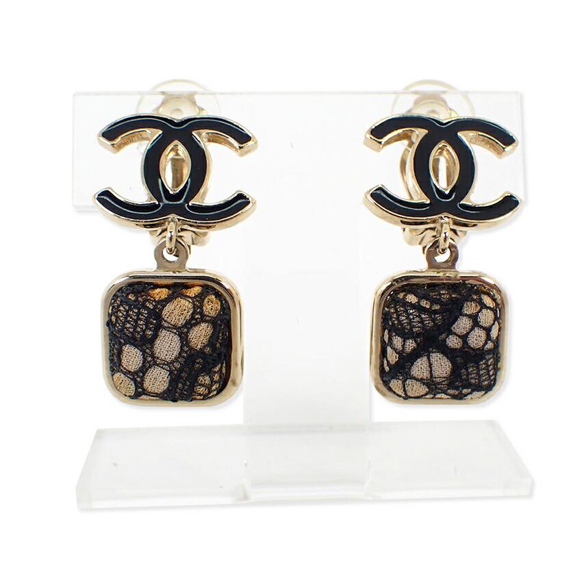 [Pre-owned] CHANEL Coco Mark Lace Earrings/j36-2