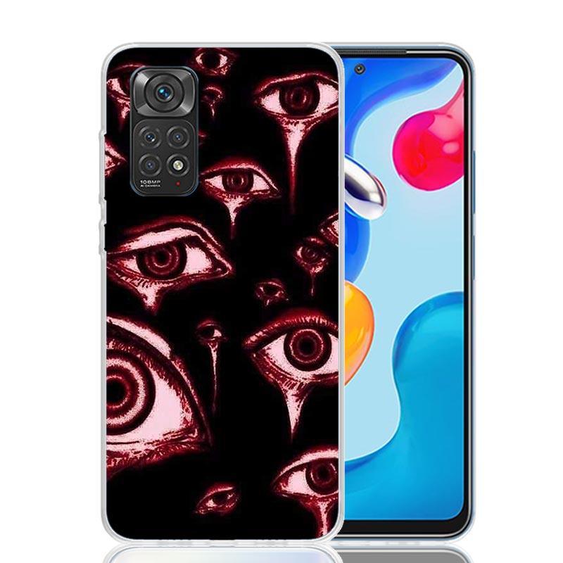 Scary Face Eyes Phone Case For Xiaomi Redmi Note 15 14 13 12S 12 Pro Plus 11S 11E 11 11T 10S 10 Art Soft Pattern Cover Redmi Not