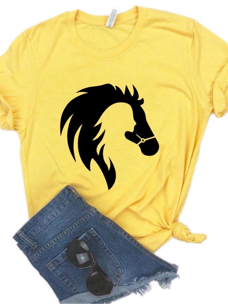 Horse Head Print T Shirt Women Short Sleeve O Neck Loose Tshirt Summer Women Tee Shirt Tops Camisetas Mujer