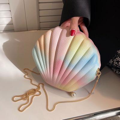 Elegante bolso de noche de acrílico con cuentas de perla y cadena para bodas y fiestas, color blanco.