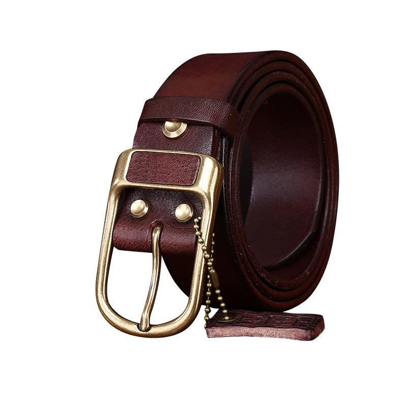 Dip-Dyed Wax Top Layer Vegetable Tanned Cowhide Water-Dyed Belt Men'S Genuine Leather Retro Trend Casual Jeans Belt Men