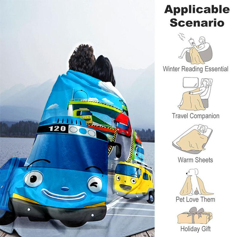 1 pezzo Coperta Tayo il Piccolo Autobus Design Stampato, Coperta Leggera per Divano, Letto - Morbida e Calda, Regalo per Tutte le Stagioni come Natale, Halloween
