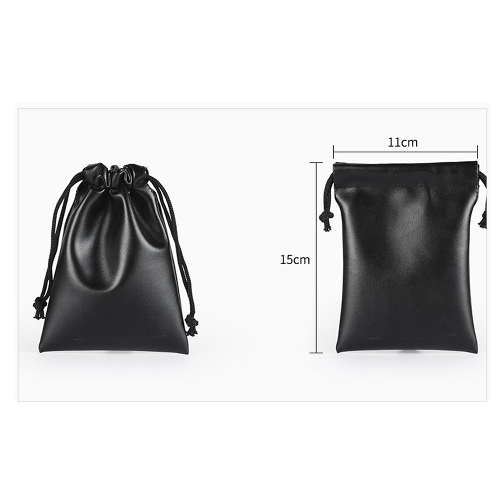 Outdoors Camping Game Toys Jewelry Storage Bag Multi-function Black Faux Leather Drawstring Pouch