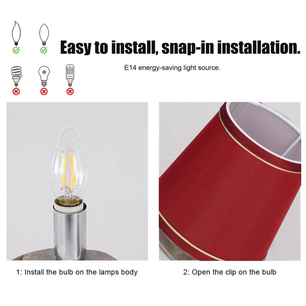 6PCS Fabric Lampshade Modern Simple Fabric Light Lampshade Phnom Penh Craftsmanship for E14 Lamp
