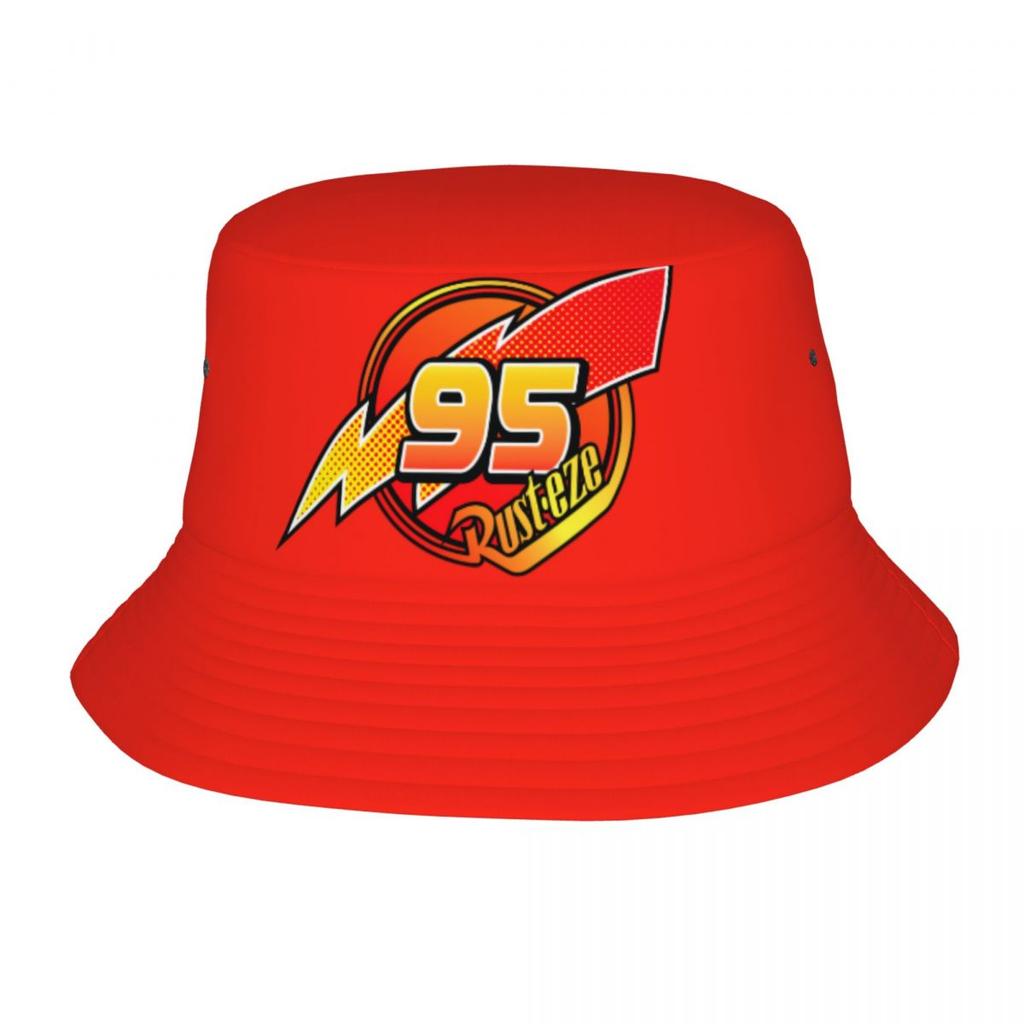 Custom Lightning McQueen Cars Bucket Hat for Unisex Women Printed Cartoon Summer Travel Beach Outdoor Camping Cap