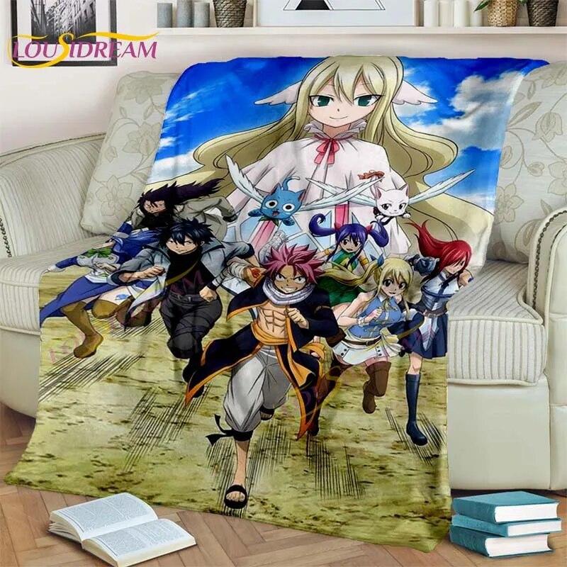 Fairy Tail Blanket Anime Blanket Natsu Blanket 3D Cartoon Covered Blanket Flannel for Bedding Children Room Decor Warm Blanket
