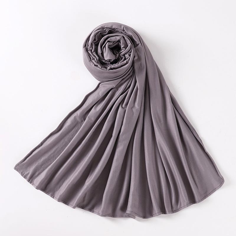 Muslim Plain Cotton Jersey Hijab Scarf Solid Color With Good Stitch Stretchy Soft Turban Head Wraps Shawl Foulard Femme