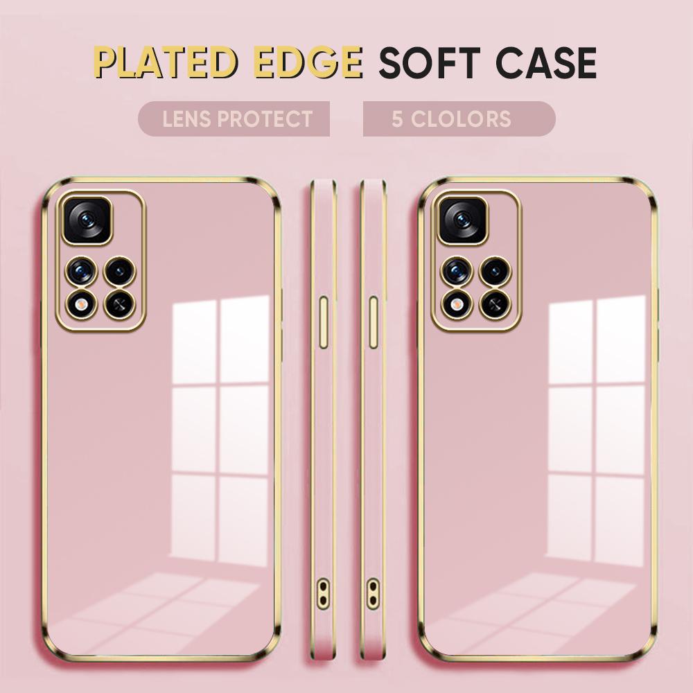 Weiche, plattierte Telefonhülle mit quadratischem Kantenmuster, luxuriöse, plattierte TPU-Telefonhülle für Xiaomi Redmi