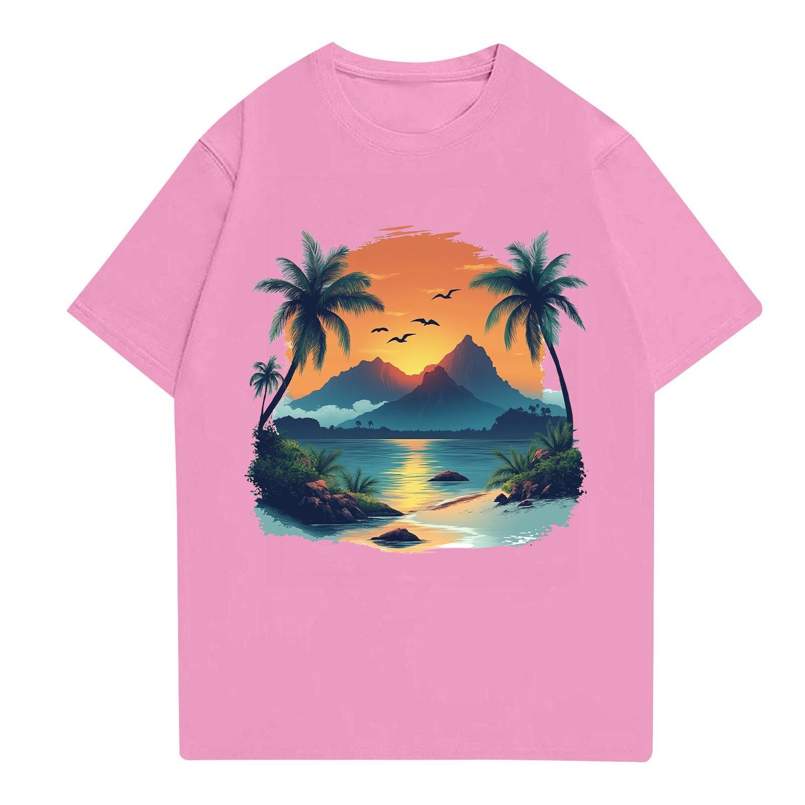 

Мужская рубашка с воротником-стойкой и коротким рукавом, свободная рубашка для отдыха и отдыха, мужская L розовый