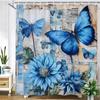 Watercolor Red Roses Flowers And Butterflies Shower Curtain Bath Curtain Printing Bathroom Curtains For Home Decoration Curtain