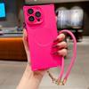 Oil injection right angle anti-drop magnetic mobile phone case is suitable for Apple 16PRO advanced sense 15 fine hole protective cover lanyard