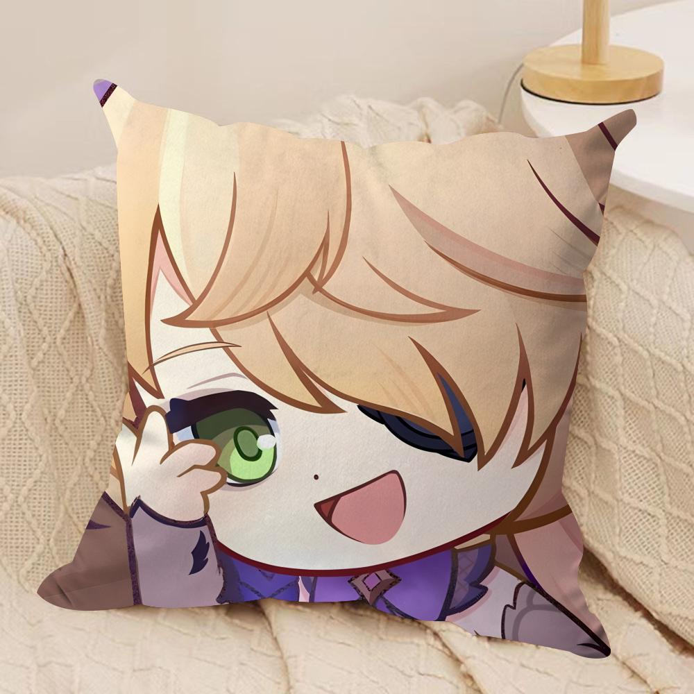 Fischl Cute Cute Genshin Impact Cushion Cover Silky Short Plush Invisible Zipper Dustproof Sofa Pillow Case For Home Decor