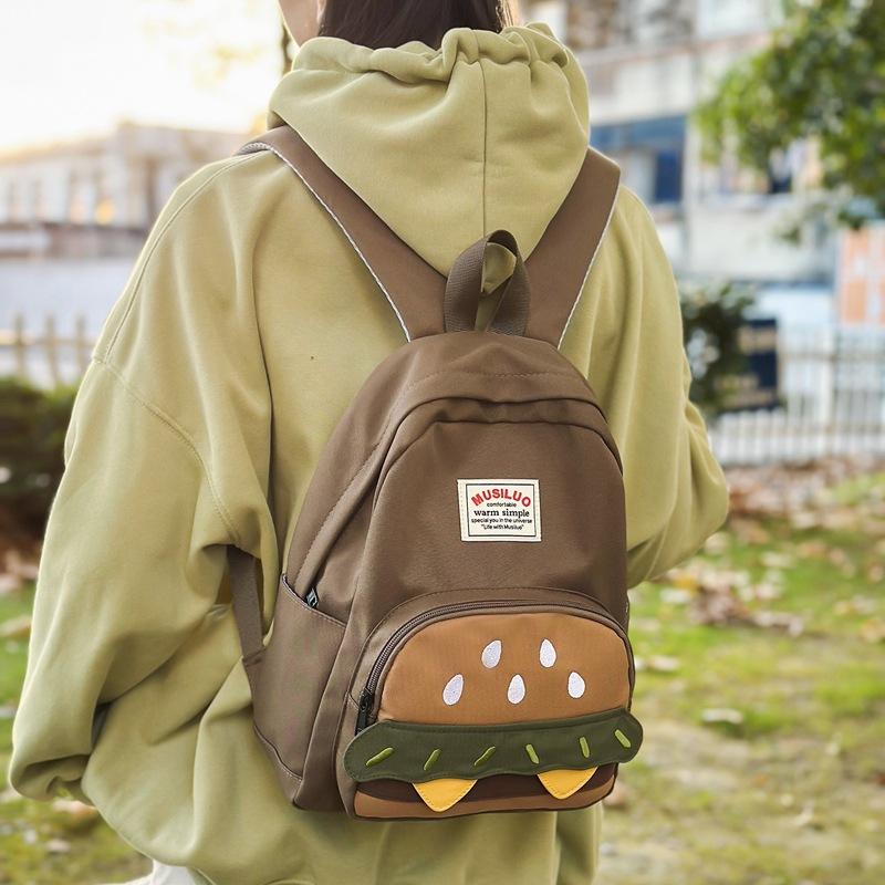 Schoolbag Japanese Ins Hamburg Cute Personality Small Backpack Female Cartoon High School Junior High School Student Large Capacity Backpack School