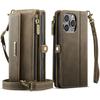 For IPhone 18 Pro Max 18 Pro Wallet Case, RFID Blocking Leather Case Kickstand Flip Cover Wrist Strap Zipper Card Holder Slots