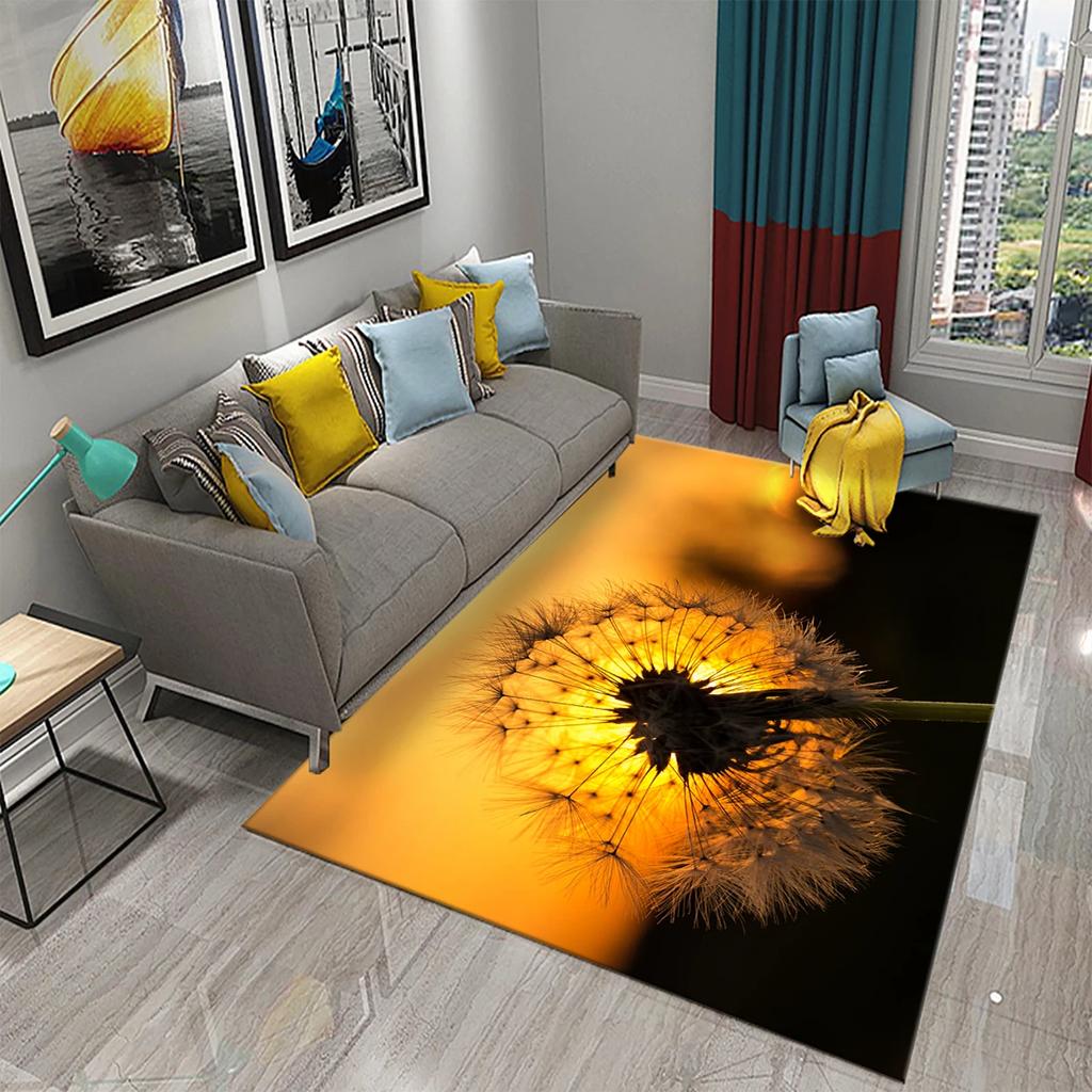 3D Löwenzahn Muster Teppich Fußmatte Rutschfest Badezimmer Schlafzimmer Wohnzimmer Teppich Fußmatte Küche Hauseingang Bodendekor Geschenke