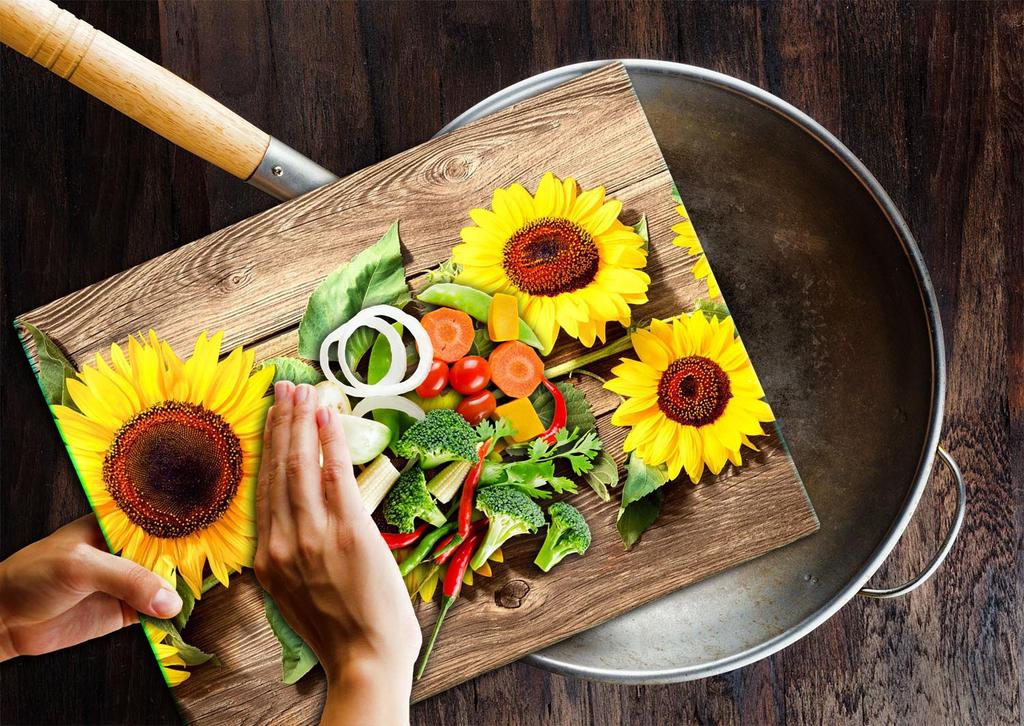 Glass Plate Cutting Board 52X40 Flowers