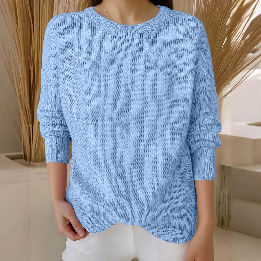 Long Sleeve Pullover Sweaters For Women O Neck Casual Cute Printing Knit Oversized Sweater