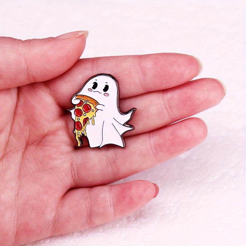 Cute Pizza Ghost Enamel Pin Brooch Christmas Halloween Pin Buckle Badge Accessory