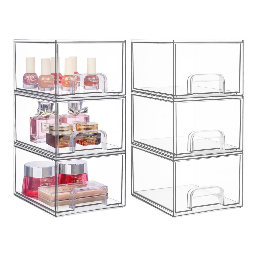 Stackable Transparent Cosmetic Storage Drawer - Multifunctional Organizer